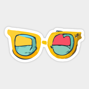 Stylized Glasses painted over with eyebrows abstract Sticker
